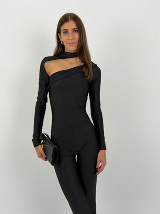 Tuta in Lycra con Cut Out Nera
