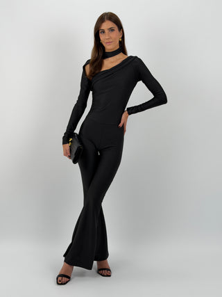 Tuta in Lycra con Cut Out Nera