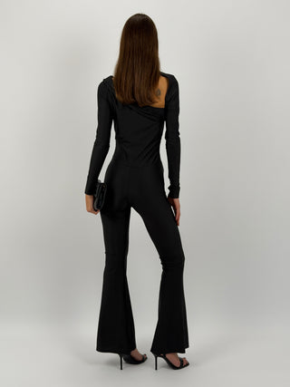 Tuta in Lycra con Cut Out Nera